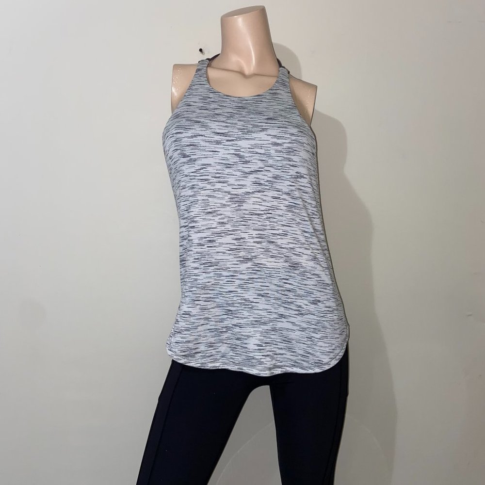 Lululemon White & Black Space Dye Raise The Barre Tank - Size 6